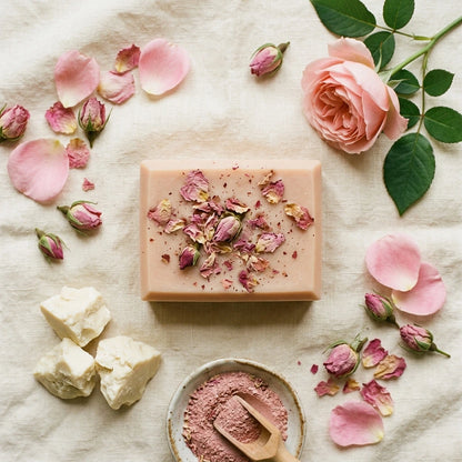 Nivam Kokum Butter & Rose Nourish Bar with rose petals